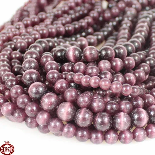Burgundy Cats Eye Beads Smooth Round