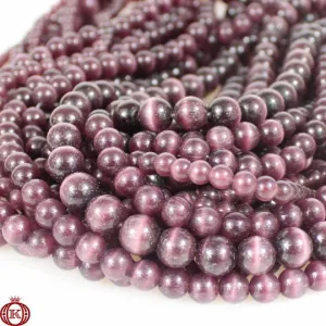 Burgundy Cats Eye Beads Smooth Round