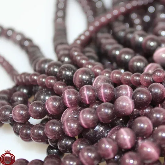 Burgundy Cats Eye Beads Smooth Round
