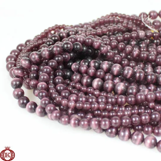 Burgundy Cats Eye Beads Smooth Round