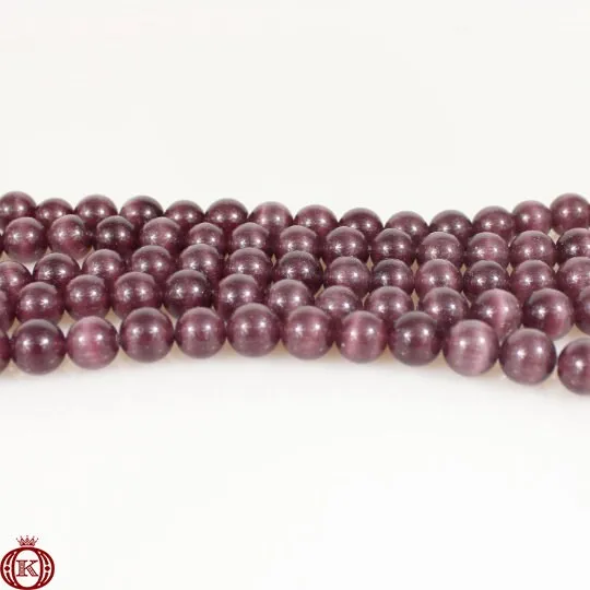Burgundy Cats Eye Beads Smooth Round