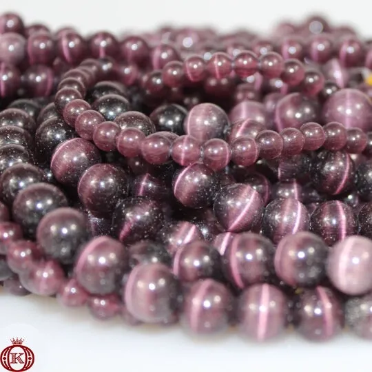 Burgundy Cats Eye Beads Smooth Round