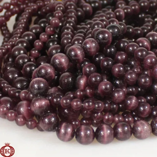 Burgundy Cats Eye Beads Smooth Round
