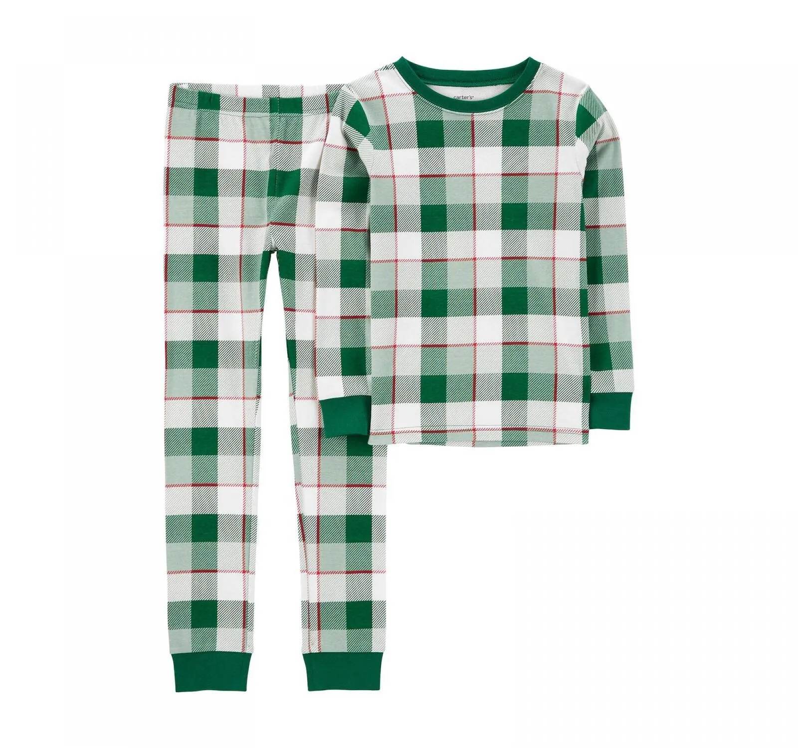 Carter's Boys 4-14 Holiday Snug Fit Pajama Shirt Top 3O111610 Green Plaid 8