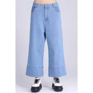 Casual Loose-Fitting Ninth Jeans For Women - Blue M