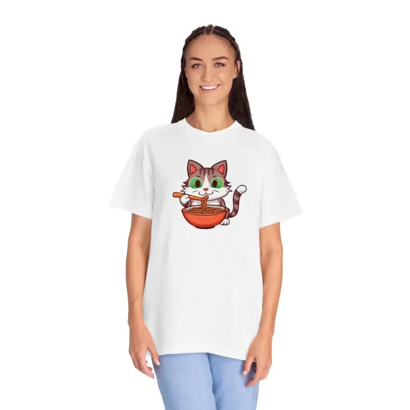 Cat Slurping Noodles Tee Purr Perfectly Cozy Fun