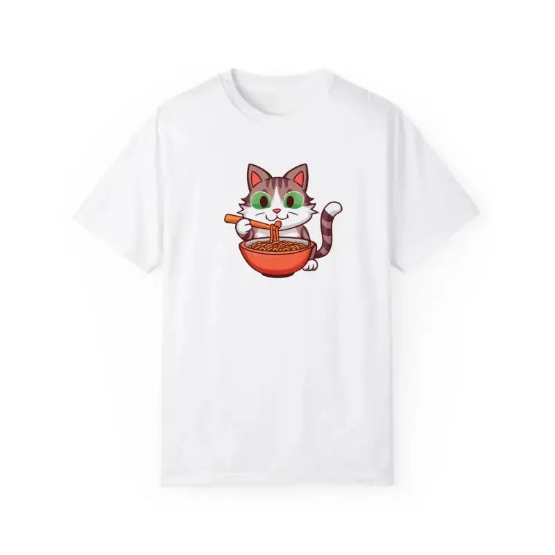 Cat Slurping Noodles Tee Purr Perfectly Cozy Fun