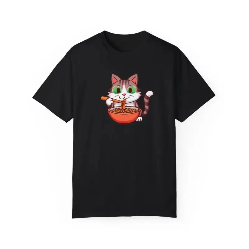 Cat Slurping Noodles Tee Purr Perfectly Cozy Fun