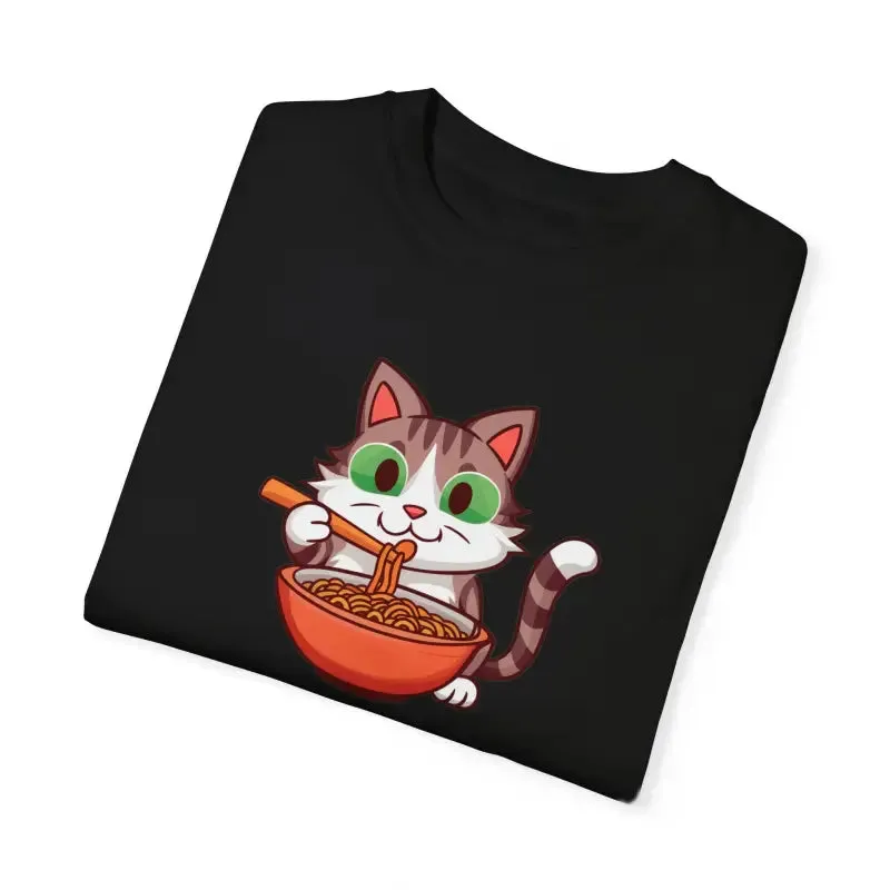 Cat Slurping Noodles Tee Purr Perfectly Cozy Fun