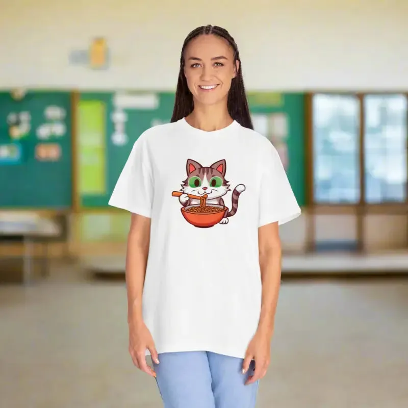 Cat Slurping Noodles Tee Purr Perfectly Cozy Fun
