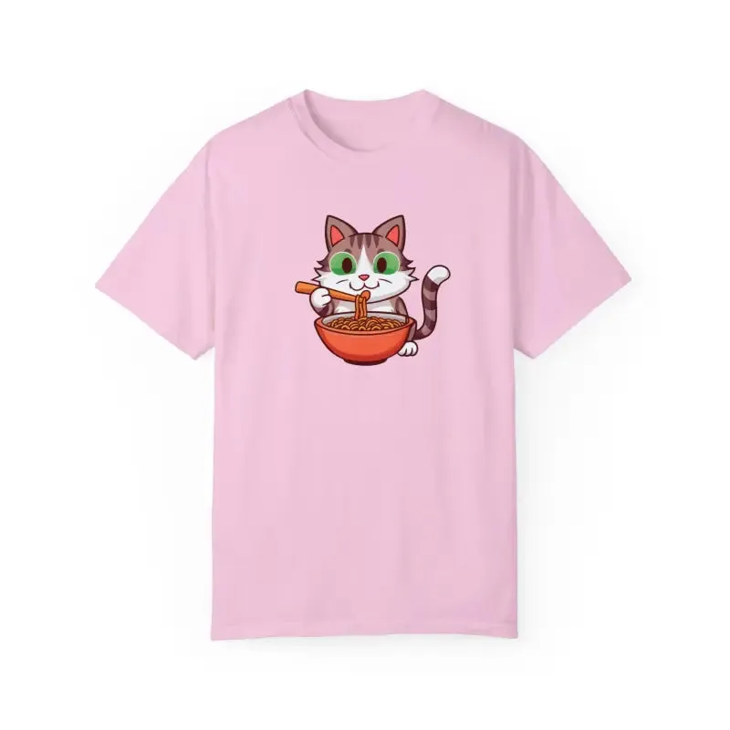 Cat Slurping Noodles Tee Purr Perfectly Cozy Fun