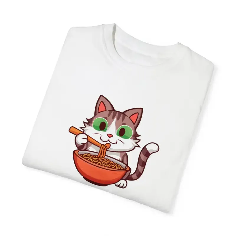 Cat Slurping Noodles Tee Purr Perfectly Cozy Fun