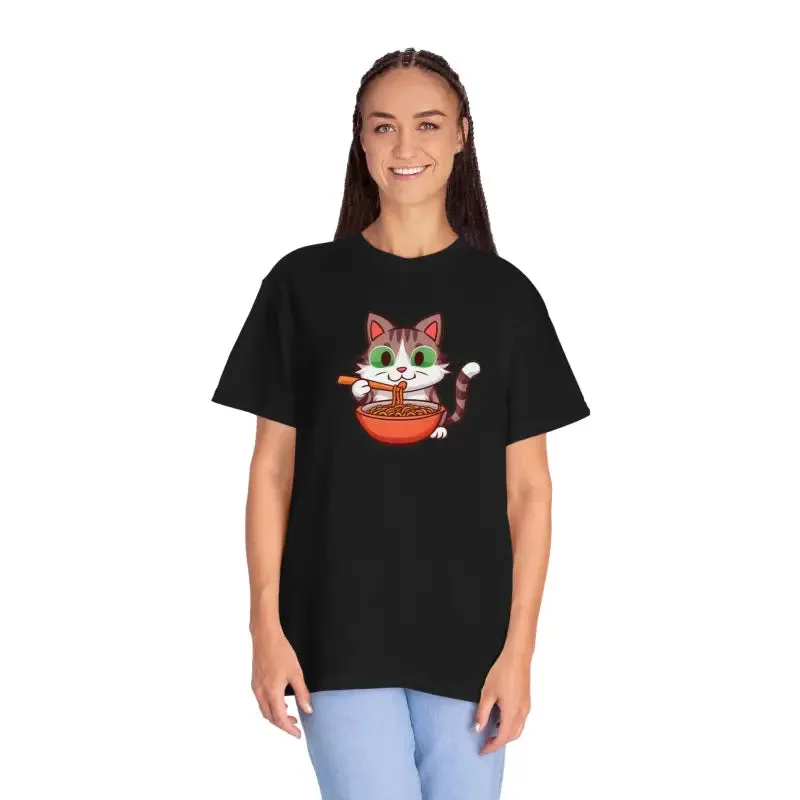 Cat Slurping Noodles Tee Purr Perfectly Cozy Fun