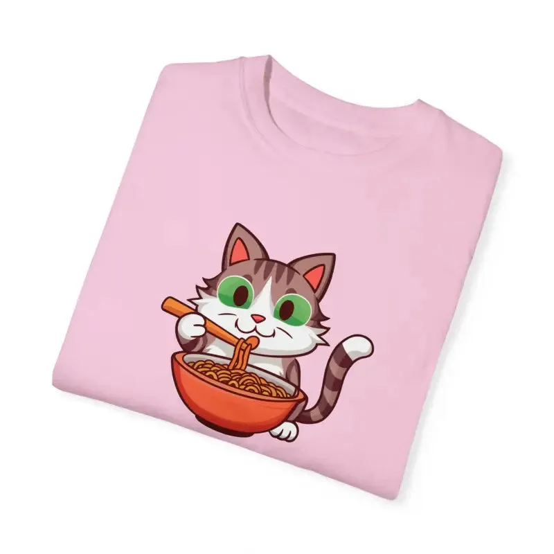 Cat Slurping Noodles Tee Purr Perfectly Cozy Fun