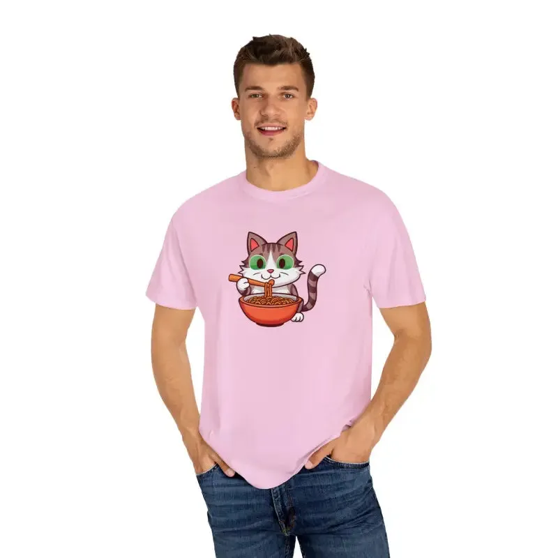 Cat Slurping Noodles Tee Purr Perfectly Cozy Fun