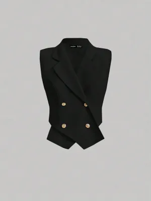 Chaqueta de traje de solapa doble botón para mujer