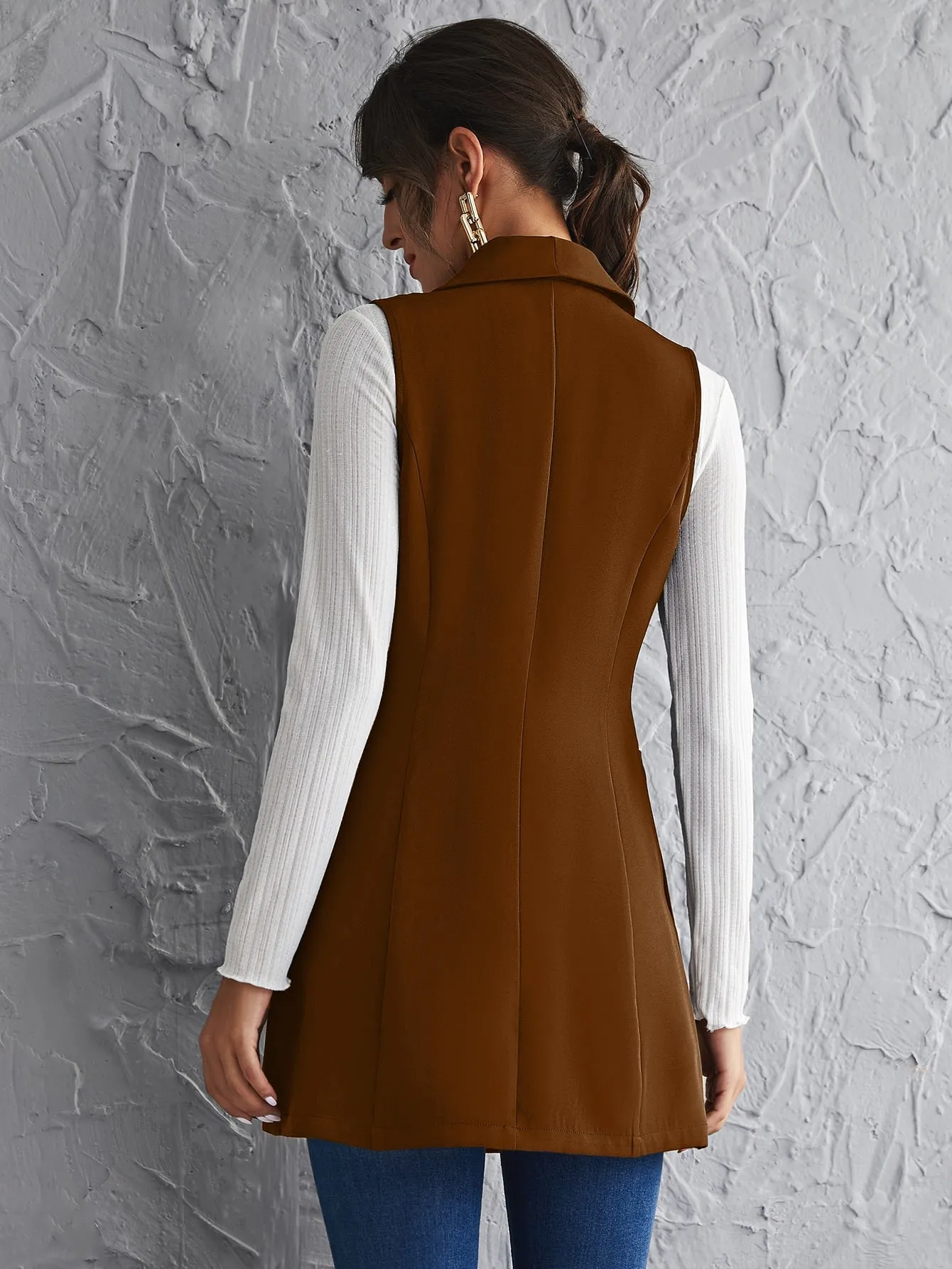 Cherry Vibes: Blazer chaleco con botones de cuello esmoquin