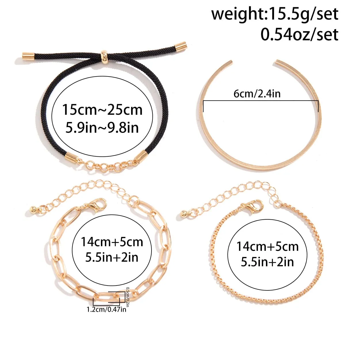 Chic Layered Knotted String Box Chain Bangle Bracelet Set