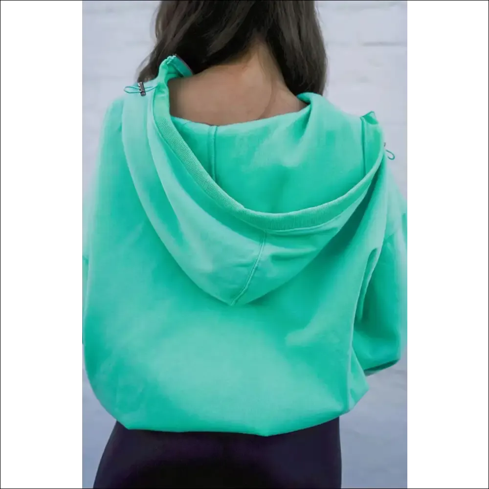 Chic Pocketed Half Zip Long Sleeve Hoodie
