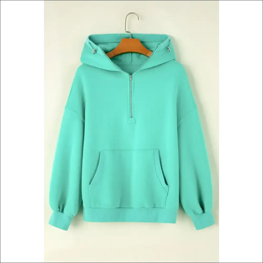 Chic Pocketed Half Zip Long Sleeve Hoodie