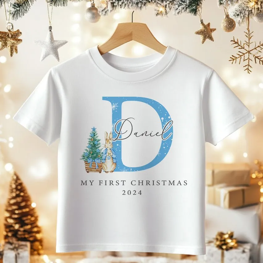 Christmas Peter Rabbit Inspired Boy Personalised Toddler & Kids T Shirt