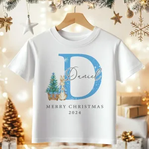 Christmas Peter Rabbit Inspired Boy Personalised Toddler & Kids T Shirt