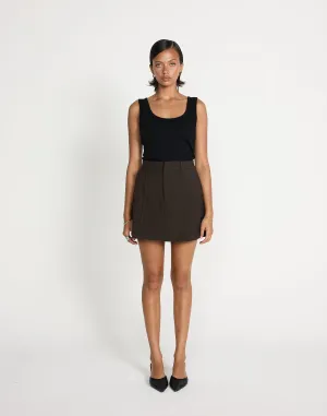 Clarke Mini Skirt (Chocolate Textured)