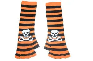 Copy of Black and Orange Skull Arm Length Fingerless Gloves