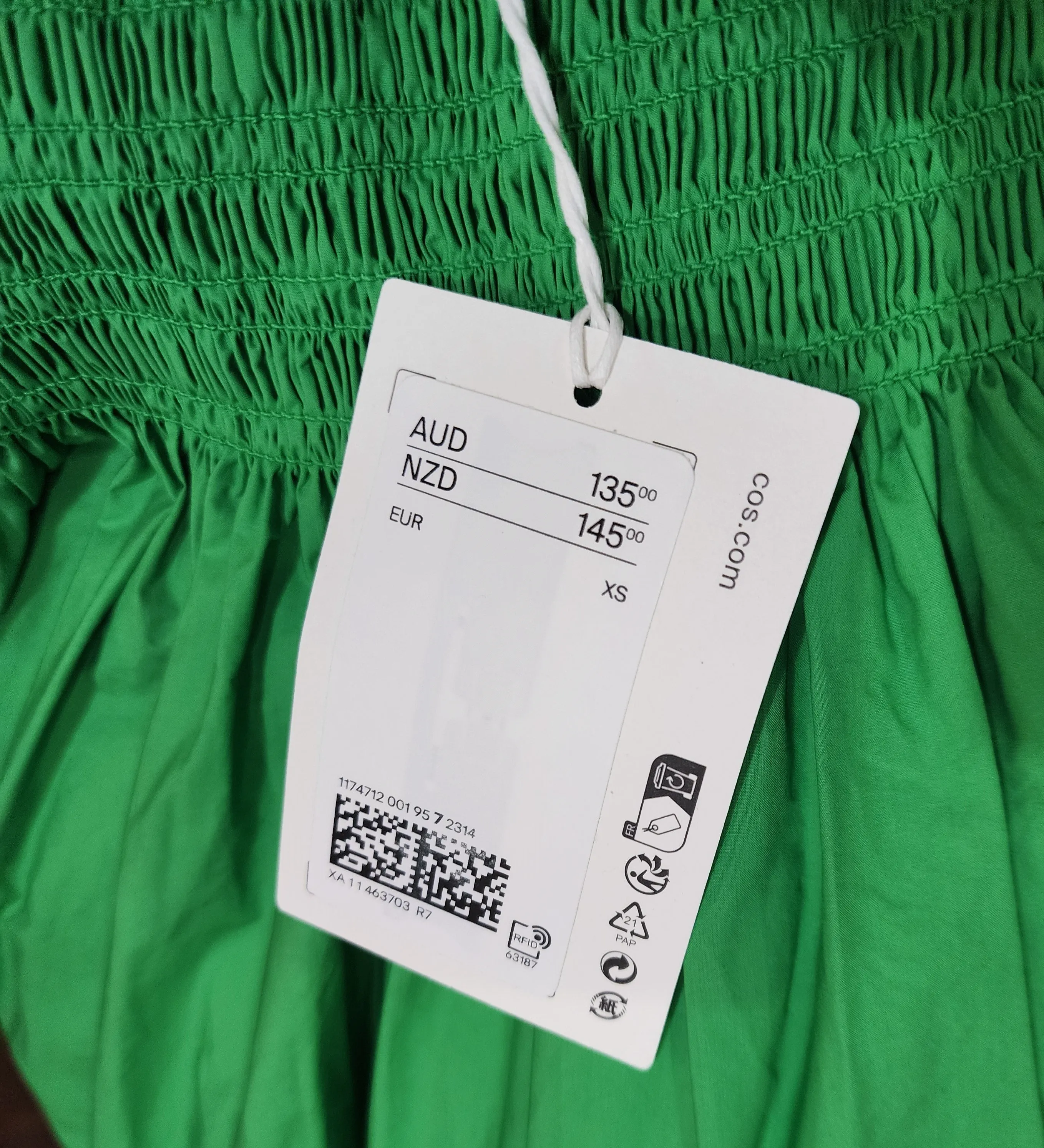 COS mint green cotton skirt size extra small