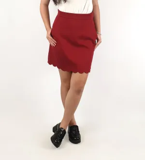 Cos red cotton skirt with scaloped bottom hem size 36 (best fits size 6)