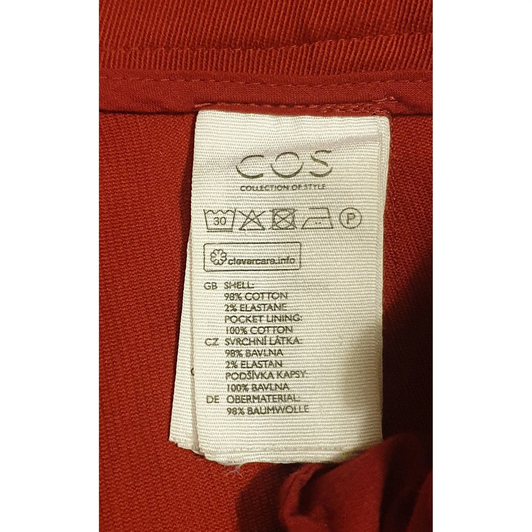 Cos red cotton skirt with scaloped bottom hem size 36 (best fits size 6)