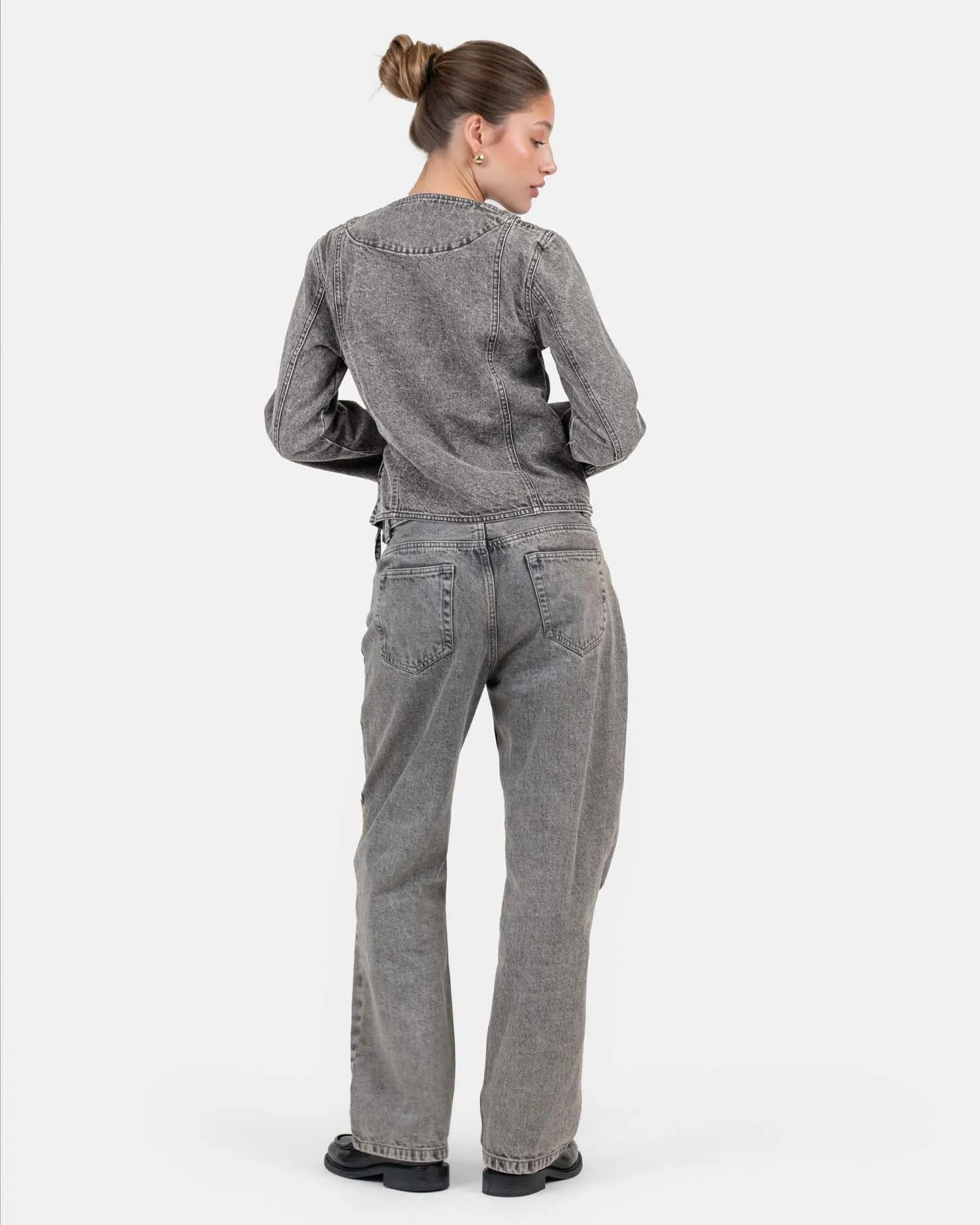 Denim Tie Shirt Washed Grey