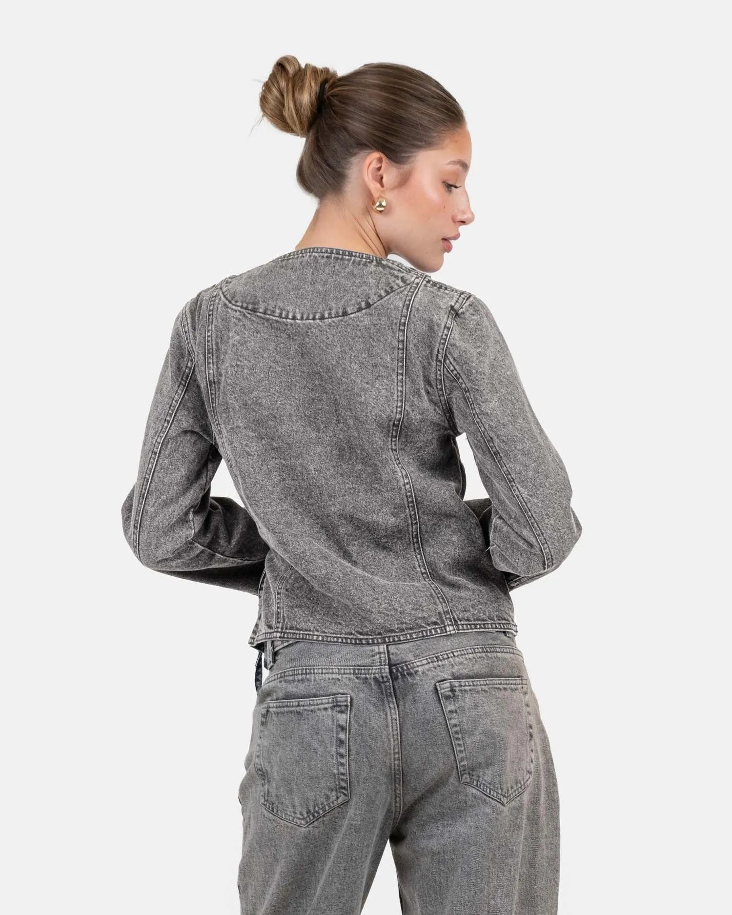 Denim Tie Shirt Washed Grey