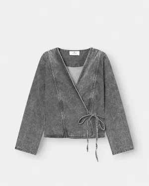Denim Tie Shirt Washed Grey