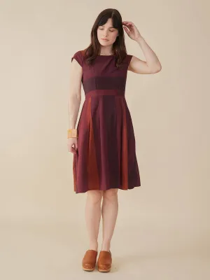 Devonshire Dress Burgundy Stripe