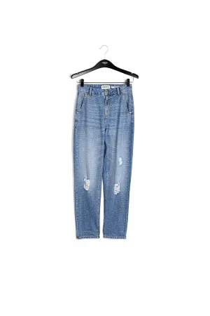Distressed rhinestone-embellished jeans