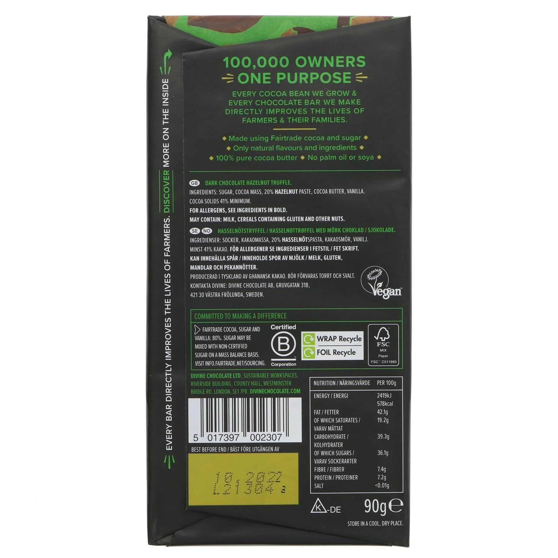 Divine | 41% Dark Smooth Hazelnut | 90G
