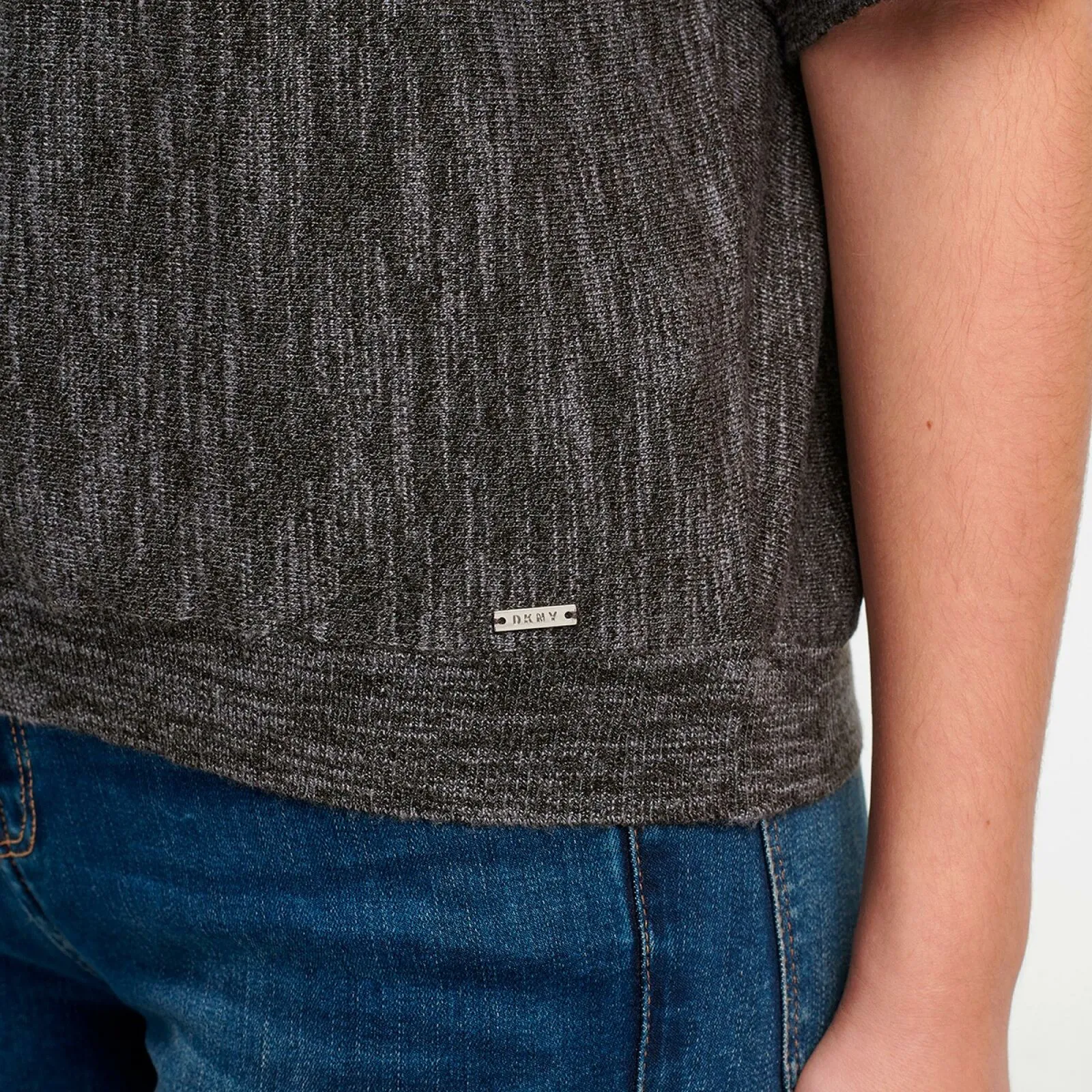 DKNY Jeans Women's Marled Knit Dolman Half Sleeve Top