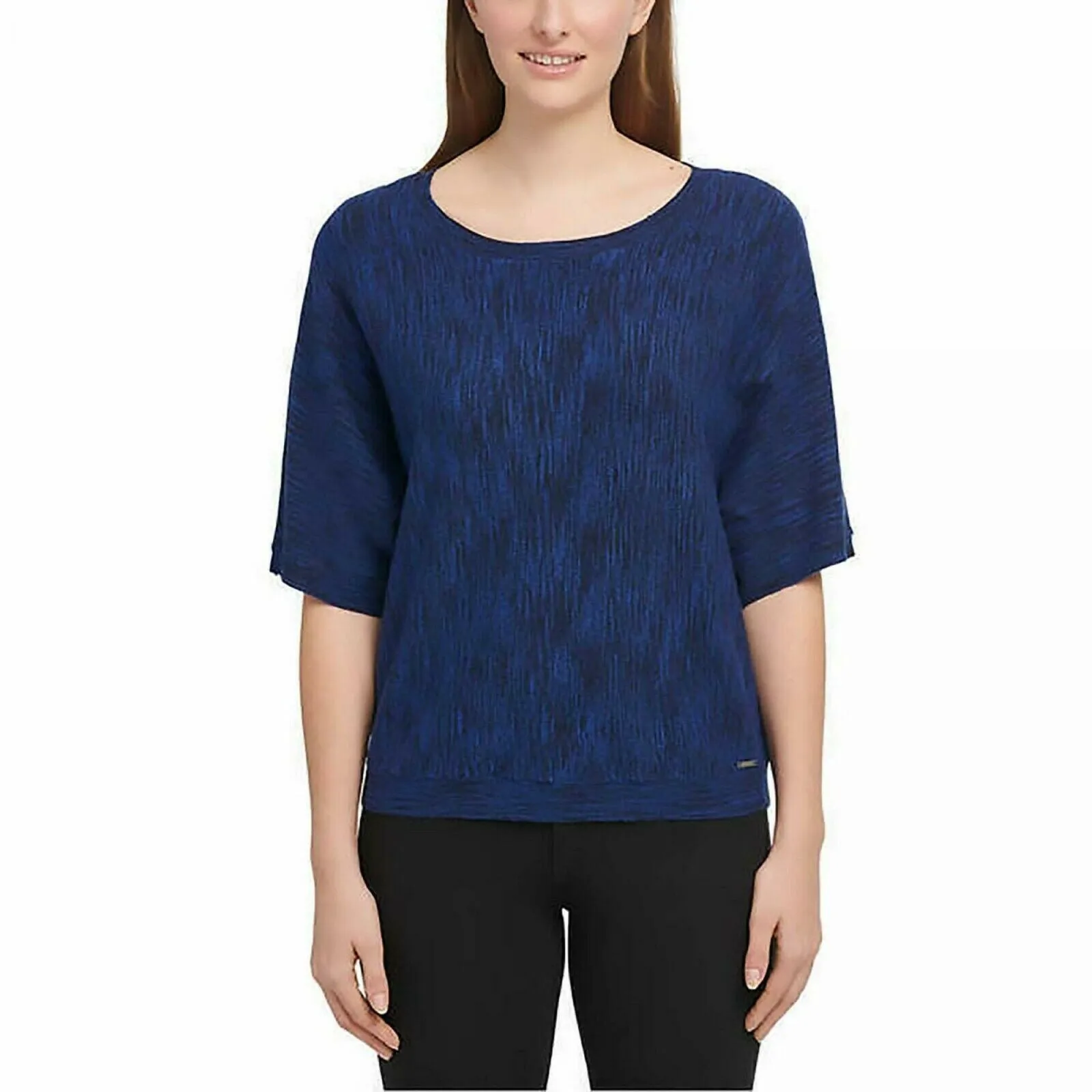 DKNY Jeans Women's Marled Knit Dolman Half Sleeve Top