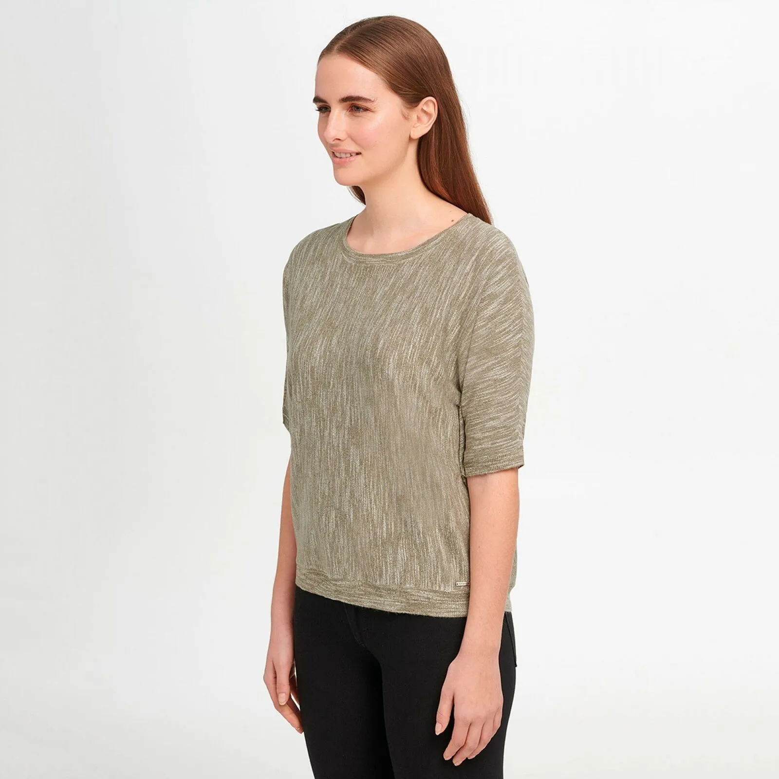 DKNY Jeans Women's Marled Knit Dolman Half Sleeve Top
