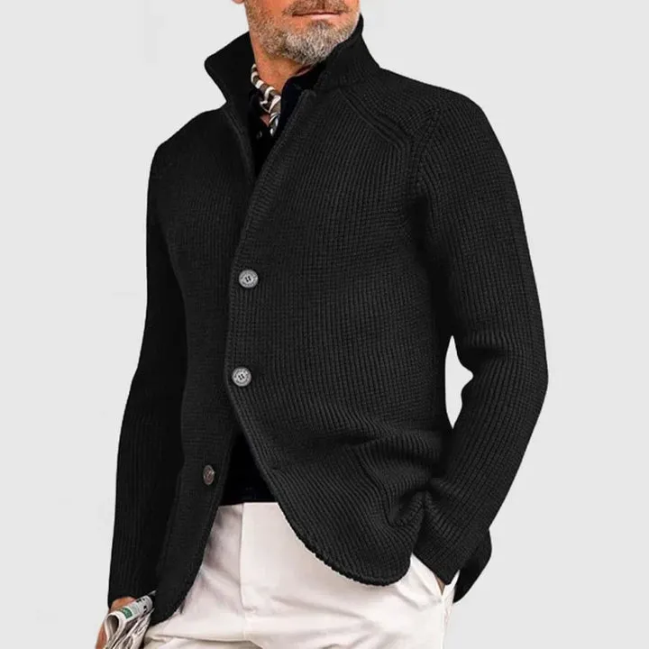 Elegant Men's Kendu Coat with Knitted Pocket and Lapel