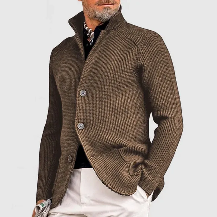 Elegant Men's Kendu Coat with Knitted Pocket and Lapel
