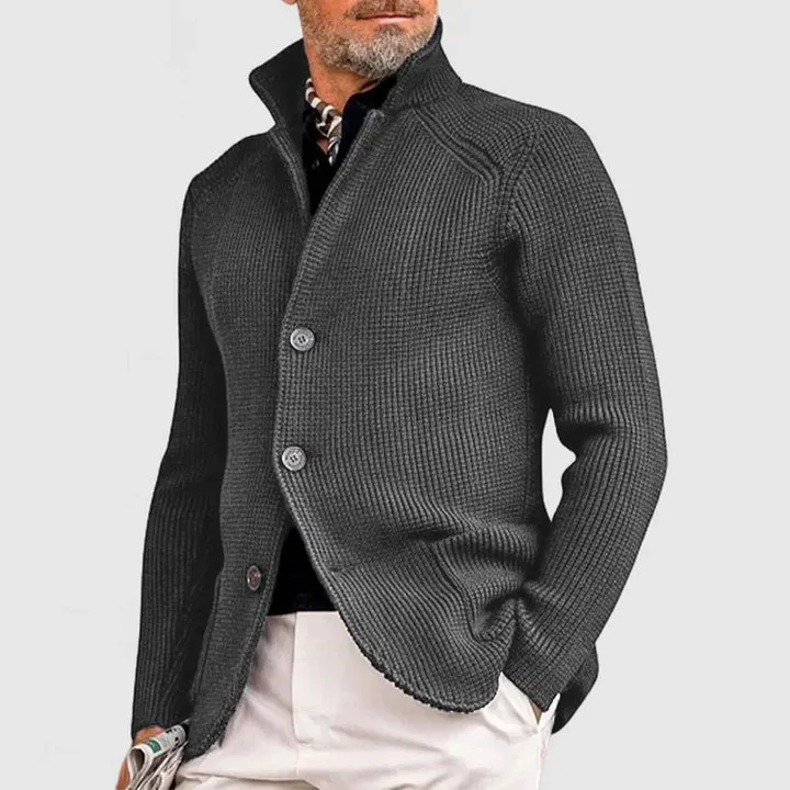 Elegant Men's Kendu Coat with Knitted Pocket and Lapel