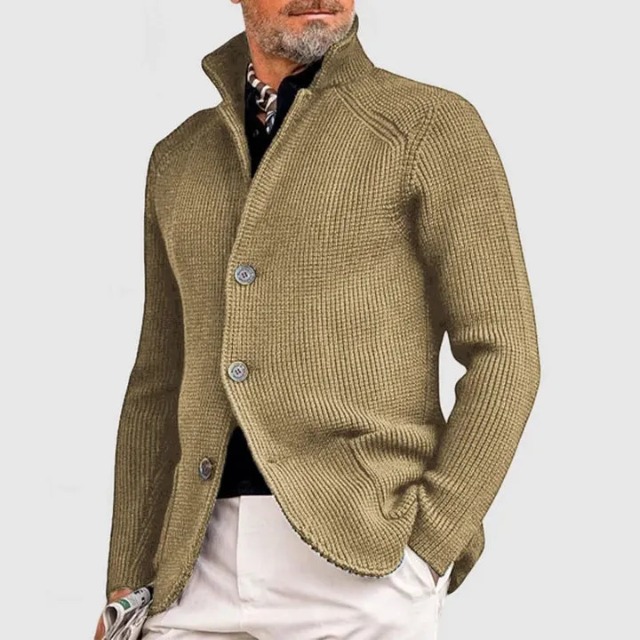 Elegant Men's Kendu Coat with Knitted Pocket and Lapel
