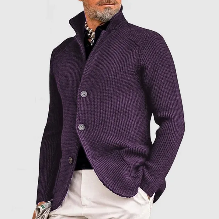 Elegant Men's Kendu Coat with Knitted Pocket and Lapel