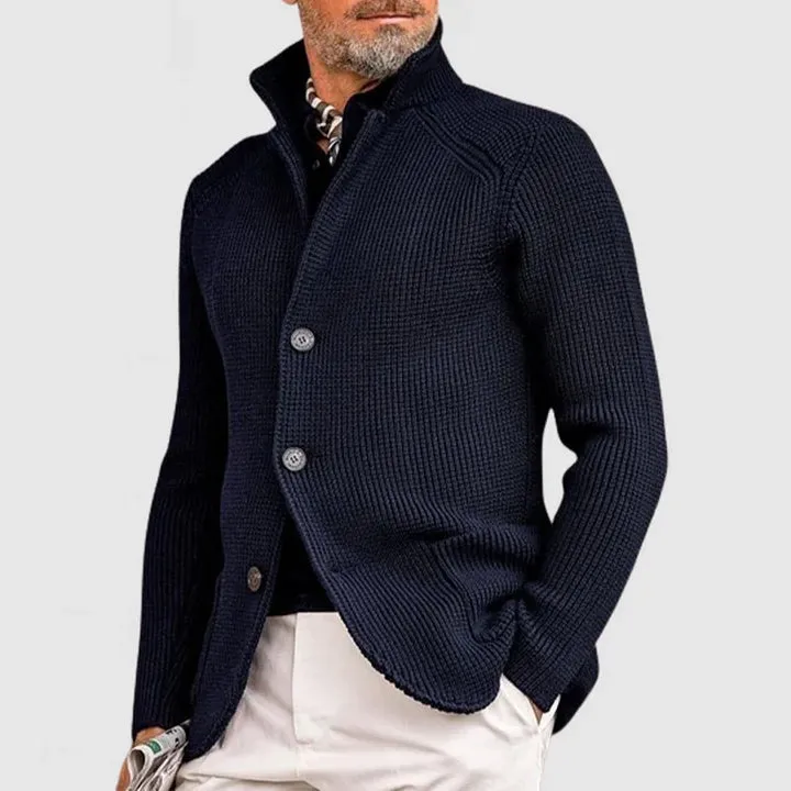 Elegant Men's Kendu Coat with Knitted Pocket and Lapel