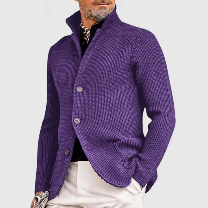 Elegant Men's Kendu Coat with Knitted Pocket and Lapel
