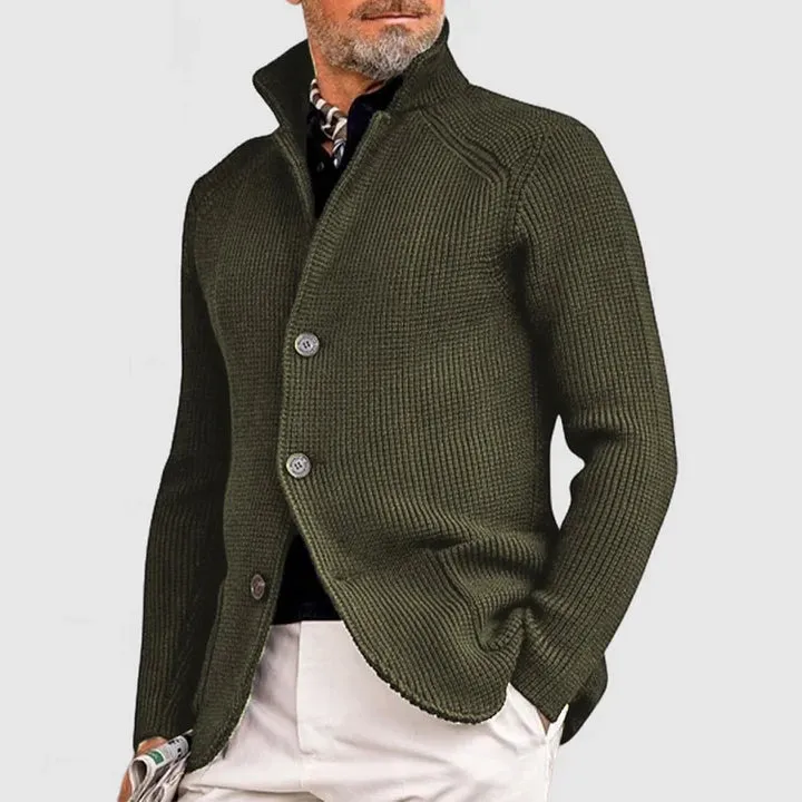 Elegant Men's Kendu Coat with Knitted Pocket and Lapel