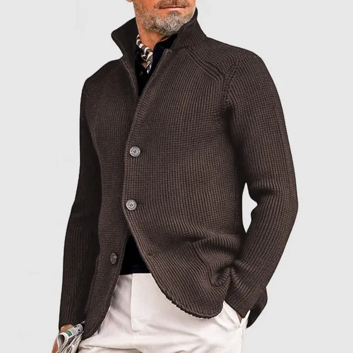 Elegant Men's Kendu Coat with Knitted Pocket and Lapel