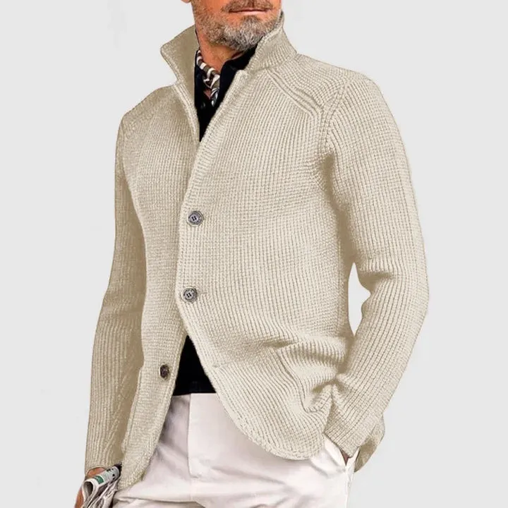 Elegant Men's Kendu Coat with Knitted Pocket and Lapel